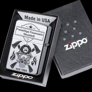 Запальничка Zippo з лазерним гравіюванням для добровільної або професійної пожежної служби, персоналізована, з індивідуальним написом, рятувальник 112