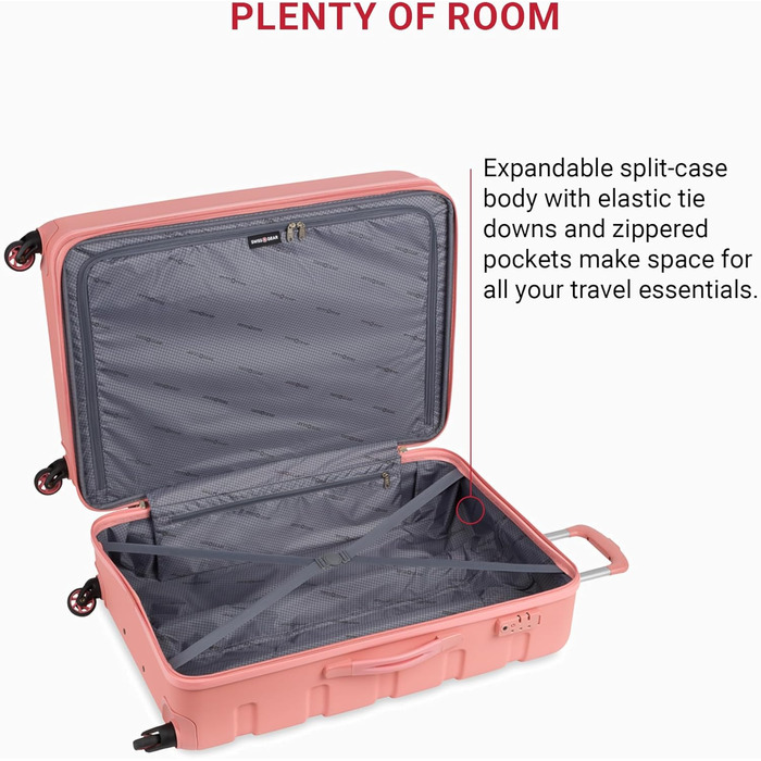 Чемодан SwissGear 7366 Hardside з розширенням та спін-колесами, середній, 23 дюйми, коралловий мандарин