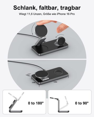 Бездротовий зарядний пристрій 3-в-1 MagSafe для iPhone, Apple Watch та AirPods Pro (Чорний)