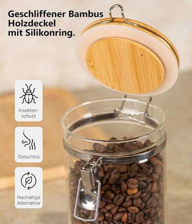 Набір кавових контейнерів Deco haus® 2 шт. з етикетками, 1,3 л - для кави, цукру, борошна, мюслі. Повітряно-непроникні контейнери для зберігання продуктів.