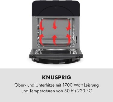 Klarstein AeroVital easy touch Hot Air Fryer - 1700 W Hot Air Fryer, Air Fryer with XXL Volume: 14 Liters, 16 Programs, Cool touch housing, 60 min Timer, 8 h Drying Function, black