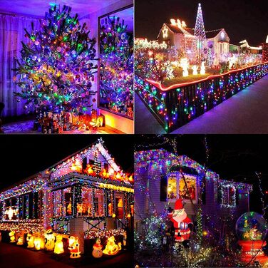 Гірлянда святкова для дому та саду, 10м, 100 LED, тепле біле світло, з таймером, вологостійка, 8 режимів, для декорування ялинки та приміщень