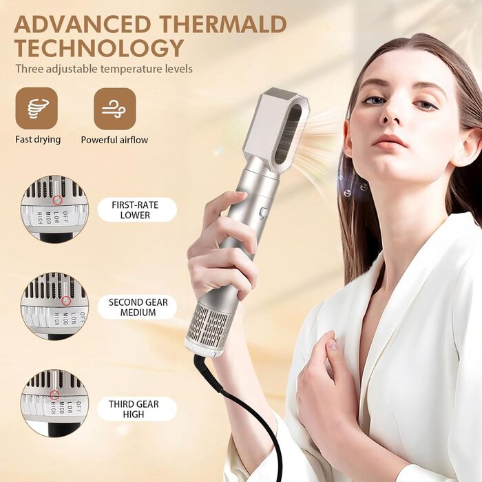 Набір фена та плойки 6 в 1 Air Styler: сушка, укладка, об'єм, локони. Іонна турботехнологія, 1200W. Для професійного салонного догляду за волоссям