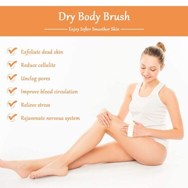 Масажна щітка для спини URAQT з натуральної щетини, 2 шт. - для пілінгу, масажу, покращення кровообігу та зменшення целюліту