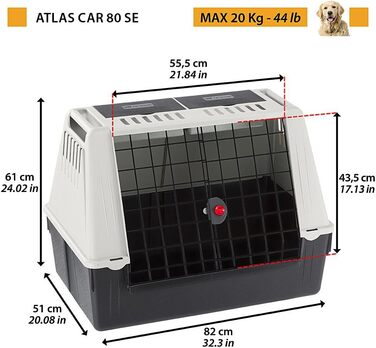 Переноска для собак Ferplast ATLAS CAR SPECIAL MINI з вентиляцією та знімним килимком (82x51x61 см)