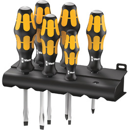 Набір викруток Wera 932/918/6 Kraftform Plus, 6 шт, ударостійкі, стамеска, з тримачем