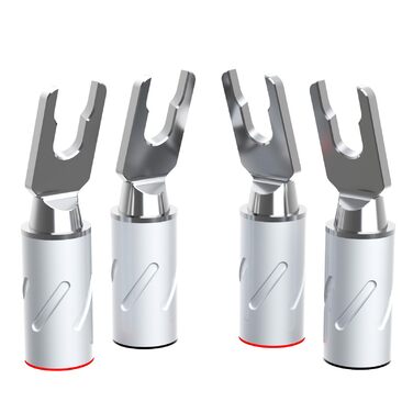 Комплект позолочених роз'ємів-лопаток для акустичних кабелів Monosaudio SY1508G (8 шт), чиста мідь, під кабель 8-20AWG до 4мм, S900R (Родієве покриття)