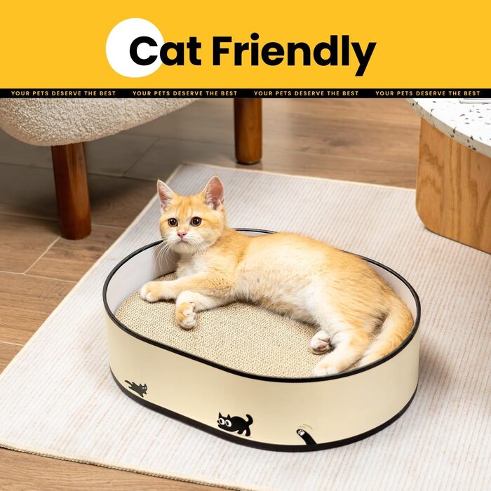 Котячий когтетоп з коробкою та 4 змінними когтеточками - великий комплекс з міцного гофрокартону, двосторонні когтеточки з наклейками DIY - лежанка для котів у квартирі, захист меблів. Великий котячий бокс + 4 когтедрови + наклейки