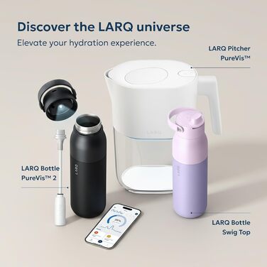 Пляшка для води LARQ PureVis 740 мл Obsidian Black: самоочисна, з нержавіючої сталі, зберігає температуру, BPA-free