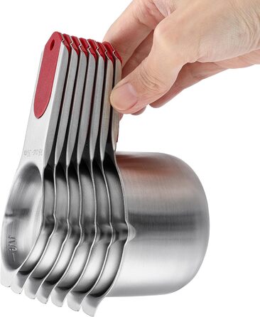 Spring Chef Magnetic Measuring Cup and Spoon Set (Patent Pending), strong N45 magnets, durable stainless steel, fits spice jars for baking & cooking, BPA-free, round, 15-piece set with