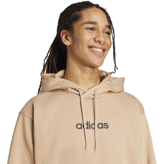 Чоловічий худі Adidas Essentials Linear Fleece з капюшоном, колір Warm Sandstone/Black, розмір S