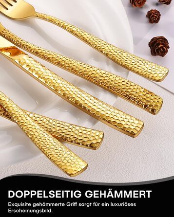 Набір столових приборів Honkku для 6 осіб, чорний, з товстого нержавіючого сталі, з рифленими ручками (30 предметів)