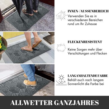 Килимок для дому та вулиці Yimobra - антиковзаючий, миючий, вологостійкий, 75 x 43 см, чорно-сірий