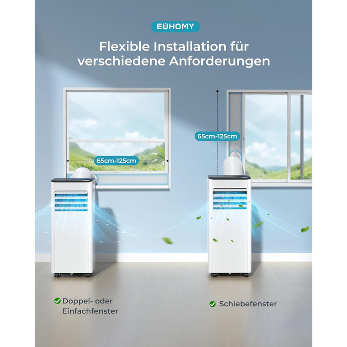 Мобільний кондиціонер Klimaanlage 7000 BTU з витяжним шлангом | 4-в-1 | Тиха робота | Дисплей та пульт | Комплект для встановлення у вікно | Таймер 24 год | Для приміщень до 20 м²