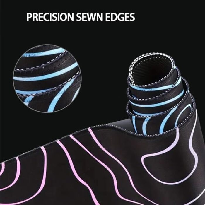 Великий килимок для столу 800x400 мм - ігровий килимок для миші з прошитими краями, неслизька підкладка, килимок для клавіатури та миші Black & White Abstraction (Dazzle Black)