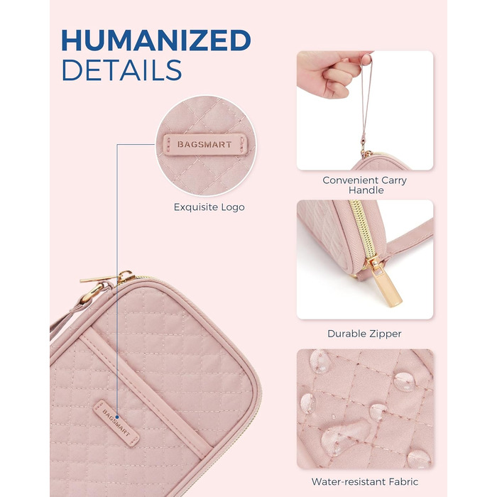 Органайзер для кабелів Bagsmart: рожевий, для подорожей, USB, зарядні пристрої та аксесуари