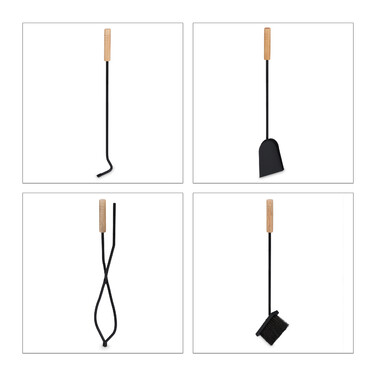 Relaxdays Firewood Basket Metal with Fireplace Tools