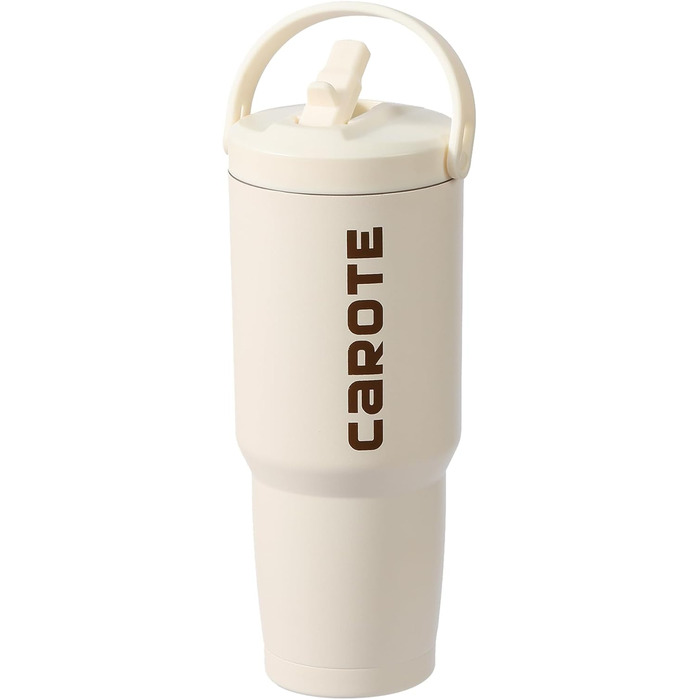 CAROTE Stainless Steel Water Bottle with Straw 960ml, Vacuum Thermos Bottle with Flexible Lid, Leak-Proof, BPA-Free, Double-Walled Insulated Bottle for Hot and Cold Drinks (White)