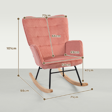 HOMCOM Rocking Chair, Rocking Armchair with Rope Look, Armrests, Armchair with Wooden Skids, Relaxing Chair for Living Room, Bedroom, Pink | Aosom