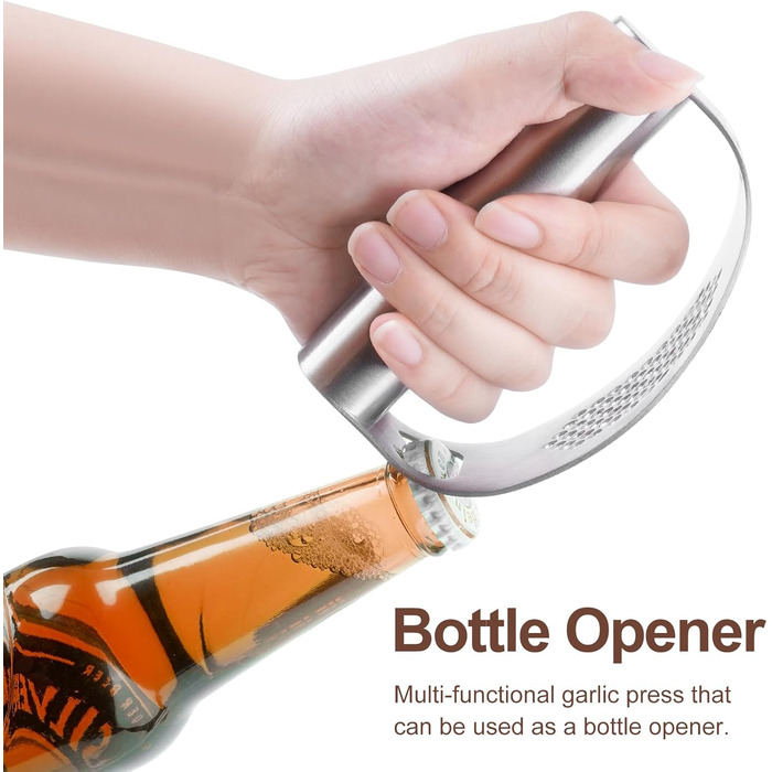 Пресс для часнику з нержавіючої сталі, подвійний функціонал, подрібнювач часнику, безпечний для миття в посудомийній машині