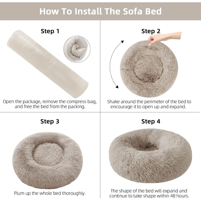 Кругле ліжко для котів та собак Nisrada, 70 см, світло-рожеве, з антиковзною основою, для кошенят та собак маленьких та середніх порід