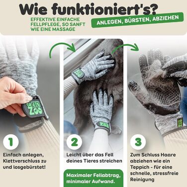 Рукавичка для грумінгу тварин DR Zoo (1 шт, M) - для котів, собак, коней - рукавичка для видалення шерсті, щітка-рукавичка