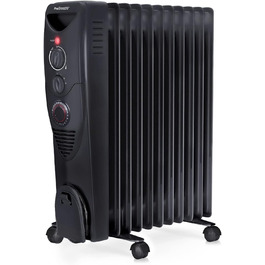 Електричний масляний радіатор Pro Breeze 2500W з таймером, 3 режими, термостат, захист від перегріву, білий/чорний