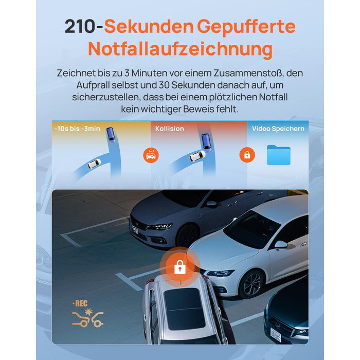 Автомобільний відеореєстратор 70mai T800E 4K 3-канальний (передній, внутрішній, задній) з HDR, ІЧ-нічним баченням, GPS, WiFi 6 та карткою пам'яті 64GB