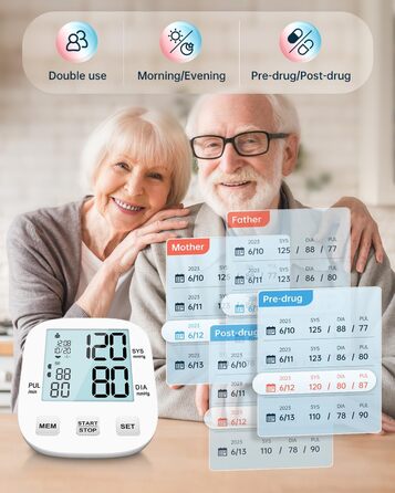 Тонометр на плече BP Blutdruckmessgerät: цифровий тонометр з регульованою великою манжетою 22-42 см, HOLFENRY тонометр на зап'ястя для дорослих та літніх людей