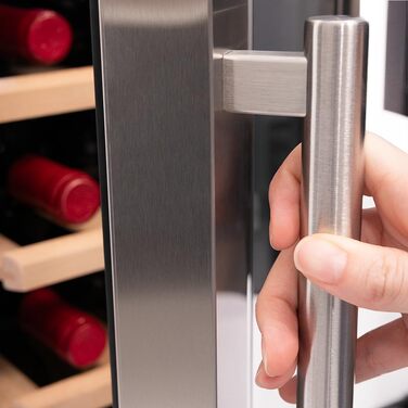 Cecotec Bolero GrandSommelier 830 CoolWood Wine Refrigerator, Thermoelectric, Quiet and High Performance, Adjustable Temperature: 8-18ºC, Touch Control Panel, Displays, Eco-friendly. (12 Bottles, Stainless Steel + Wood)