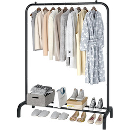MOYIPIN Metal Clothes Rack, Single Rod Portable Clothes Hanger Rack for Hanging Clothes, Clothes Rack for Bedroom, Balcony 110.5 cm, White (Black)