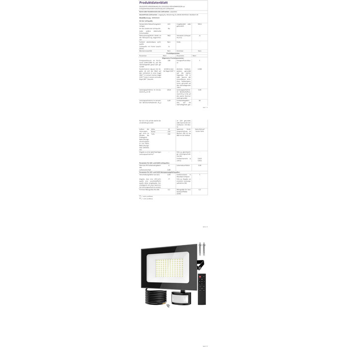 Papasbox 2 Pack LED Floodlights with Motion Sensor and Light Sensor | Outdoor Floodlights Spotlight with Remote Control | 6500K Cool White IP66 Waterproof Floodlight for Garden, Garage, Sports Field (100W, 1 Piece)