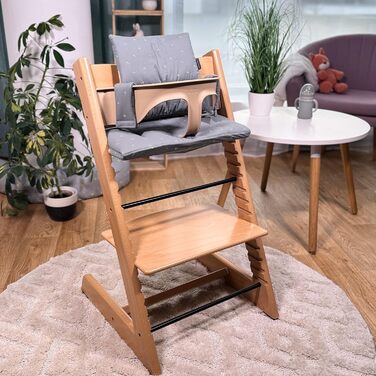 Сидіння та подушка для стільчика Stokke Tripp Trapp LaLoona, 2 частини, бавовна, сірий візерунок, OEKOTEX 100, гіпоалергенна, машинне прання