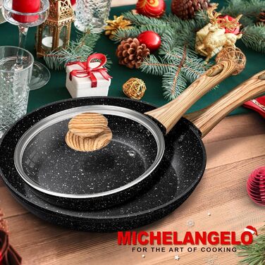 Сковорода для млинців MICHELANGELO 24 см, антипригарна, для індукції, з м'якою бакелітовою ручкою, чорна