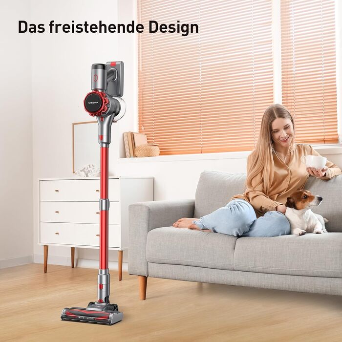 Бездротовий пилосос 40000Pa з акумулятором, 55 хв роботи, сенсорний екран та щітка Anti-Tangle, для твердих поверхонь, килимів, шерсті тварин