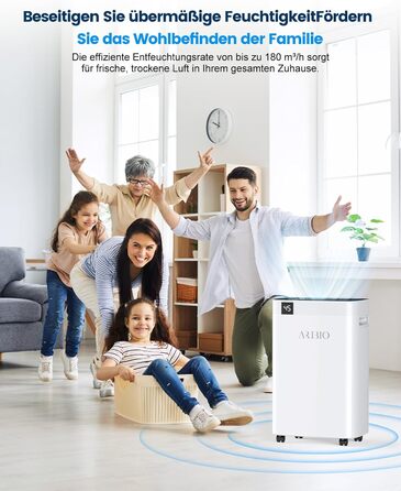 Електричний осушувач повітря 20 л/день з LED-дисплеєм, таймером та функцією відтавання, для квартир, ванних кімнат та підвалів