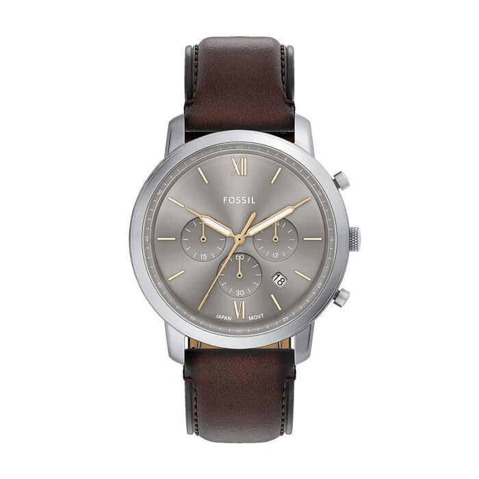 Годинник чоловічий Fossil Neutra Chronograph, кварцовий, шкіряний ремінець (коричневий/срібний)