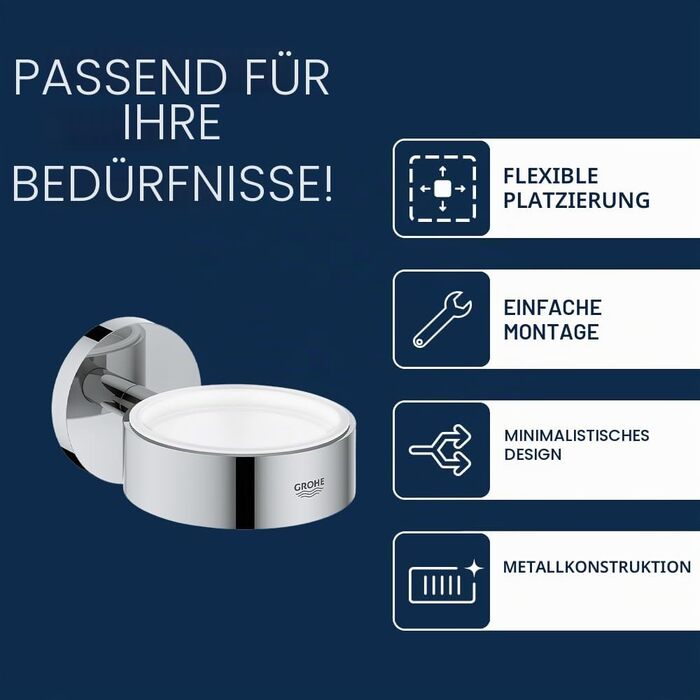 Тримач для склянки або мильниці Grohe Essentials Cube, круглий, окремий
