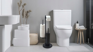 Набір для туалету Yoka Home: тримач для туалетного паперу та йоржик, чорний, стиль лофт