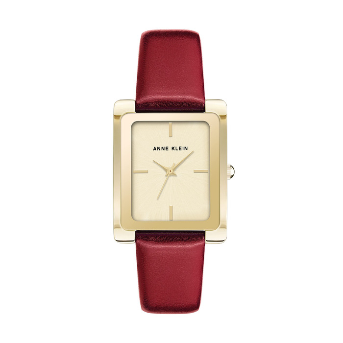 Жіночий шкіряний годинник Anne Klein (темно-червоний/золотий)