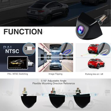 Автомобільна HD камера заднього виду PARKVISION, 142° широкий кут, нічне бачення, металевий корпус, паркувальні лінії, чорна