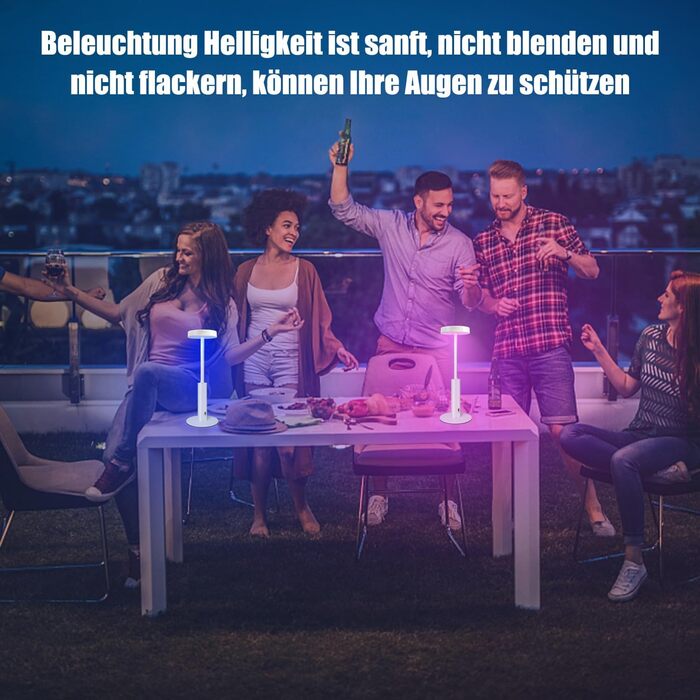 Бездротова LED лампа для столу з регулюванням кольору та яскравістю, сенсорне керування, для дому та кафе