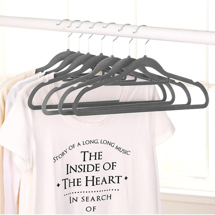 Yaheetech Clothes Hangers 100 Pack Hangers Suit Hangers Velvet Wardrobe Hangers Non-Slip Jacket Hangers Space-Saving with Bar