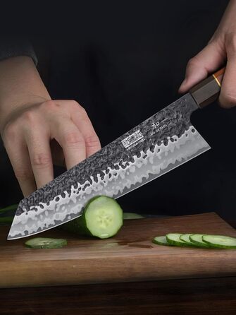 Японський ніж Kiritsuke HOSHANHO 23 см, професійний кухонний ніж з 9 шарів вуглецевої сталі, ніж шеф-кухаря з подарунковою коробкою