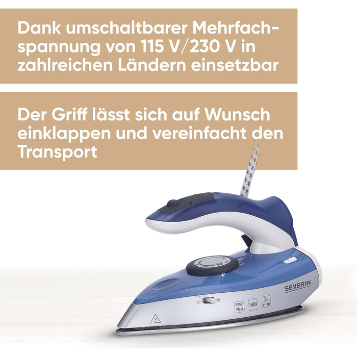 SEVERIN BA 3234: Подорожній парогенератор з регулюванням температури, 1000 Вт, срібний