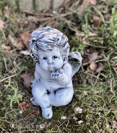 stoneandstyle Steinfigur Angel, little angel figurine, solid stone casting, frost and weather resistant up to -30°C