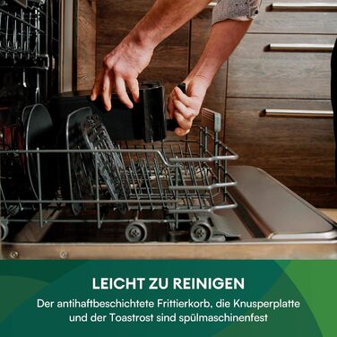 Аерофритюрниця CHEFREE 5 л для сім'ї, 6-в-1, багатофункціональна, з оглядовим вікном, до 200°C, 1500 Вт, чорна, модель AFW01