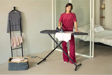 Гірчиця для прасування Brabantia Bügelbrett B, 124 x 38 см, 100% Fairtrade-Baumwolle, стабільна, регульована по висоті, з підставкою для праски, Denim Black