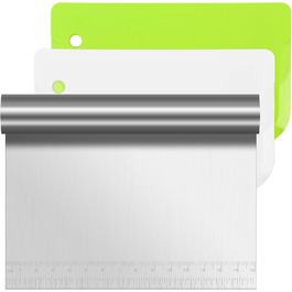 Набір карт для тіста Vicloon (3 шт.) з нержавіючої сталі, картки для розкачування тіста, скребки для тіста, для тортів, піци, хліба, кухонні аксесуари, сріблясті