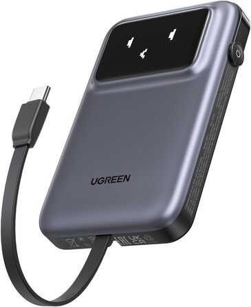 Power Bank UGREEN UNO 10000mAh з USB-C кабелем, 30W, 1 USB-C та 1 USB-A. Сумісний з iPhone 12-16, Galaxy S24 Ultra